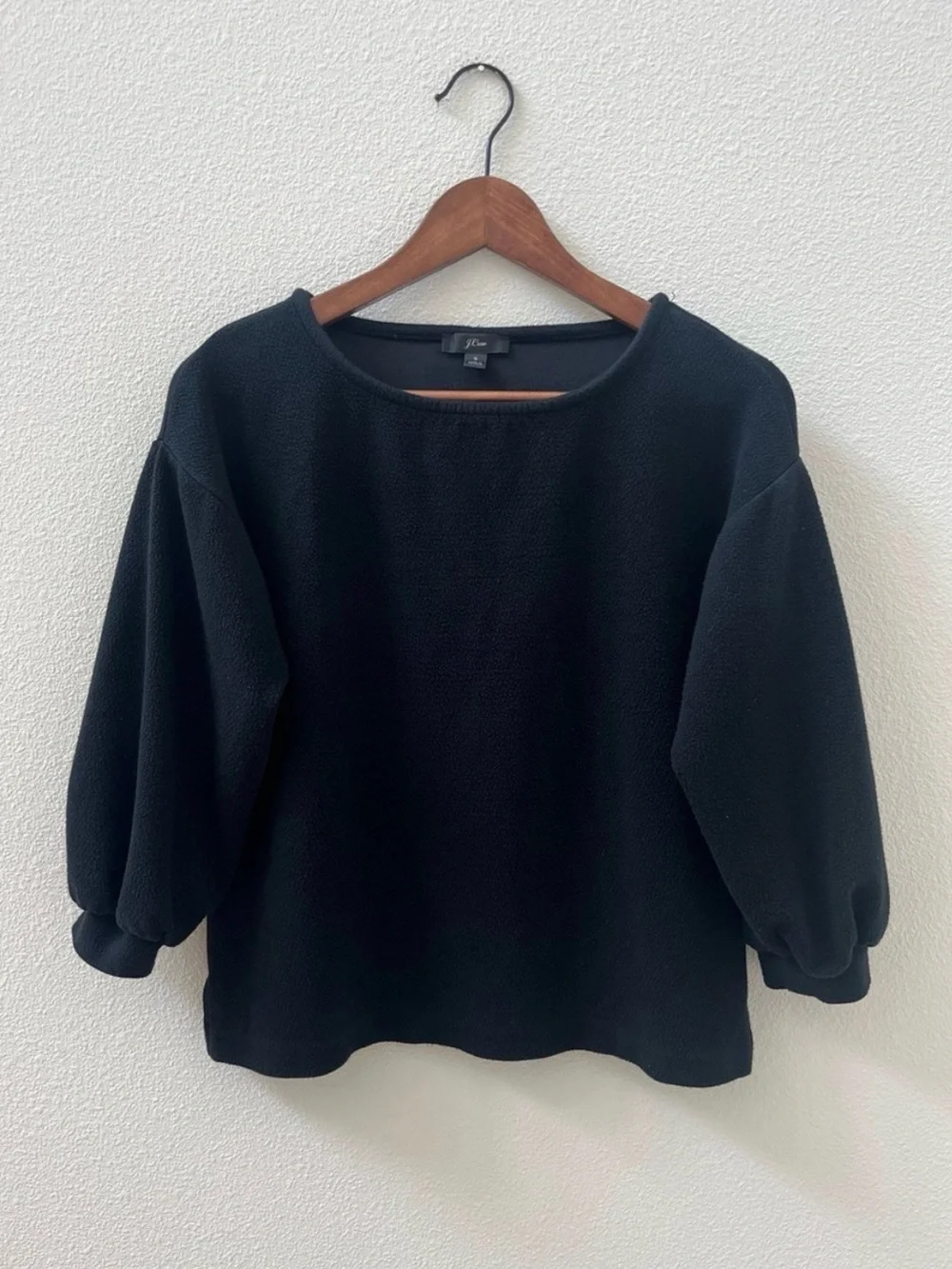 J. Crew Black Balloon-Sleeve Top